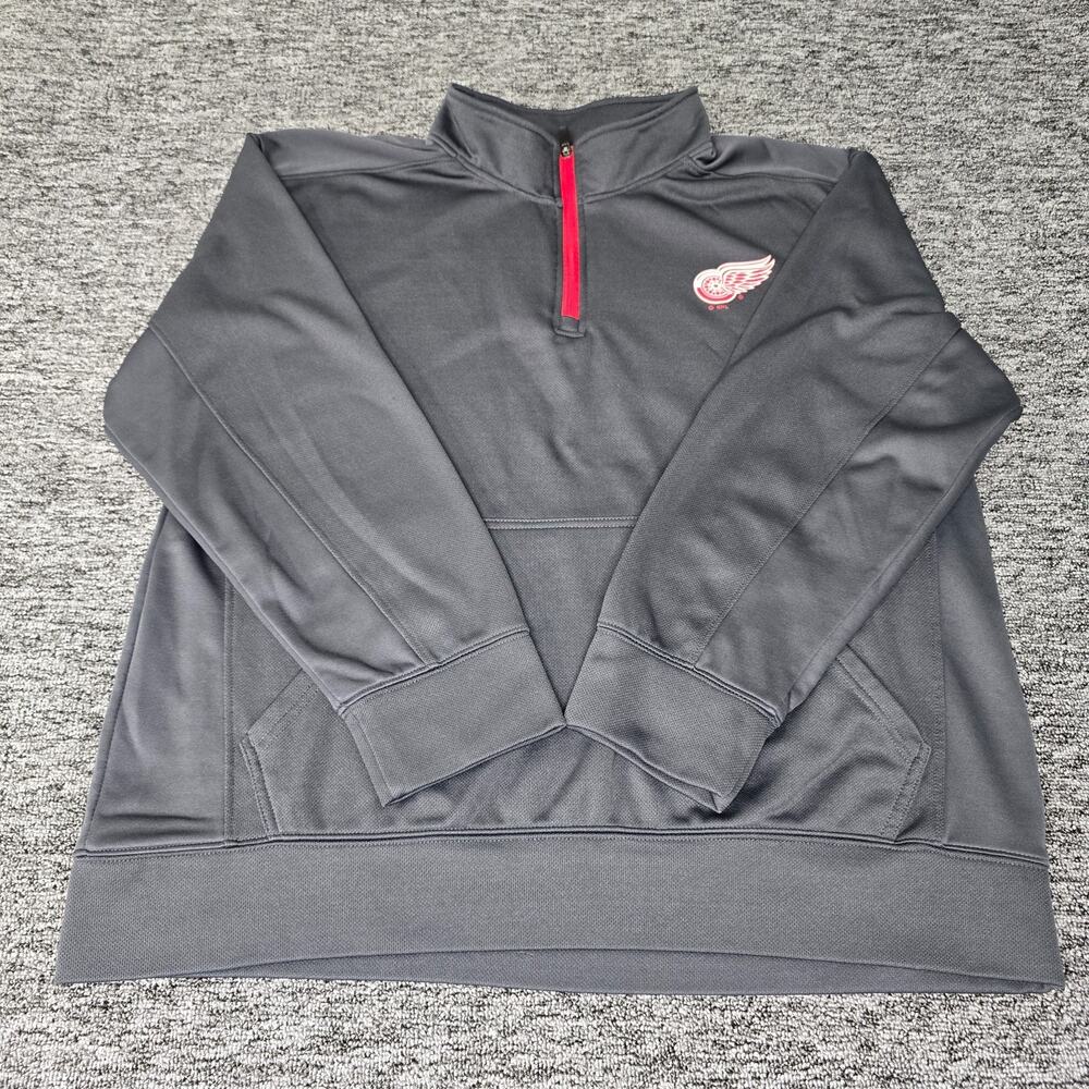 NHL Detroit Red Wings Quarter Zip Pullover Shirt Men's XL Gray Embroidered Logo